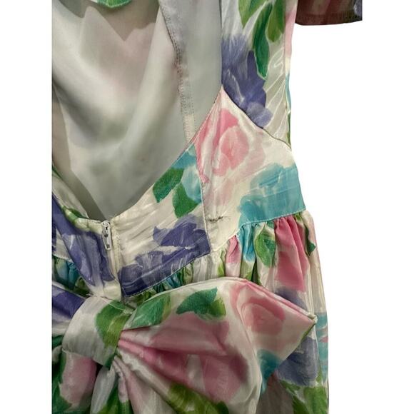 Jessica McClintock for Gunne Sax Pastel Floral Backless Dress Size 14 80s 90s - Picture 9 of 12
